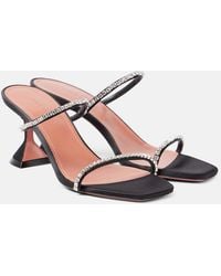AMINA MUADDI - Gilda 70 Embellished Satin Mules - Lyst