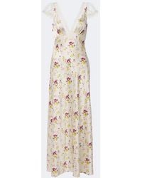 Doen - Corelia Lace-Trimmed Silk Satin Maxi Dress - Lyst