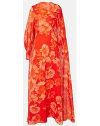 Erdem - Caped Floral Silk Gown - Lyst