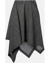 McQueen - Prince Of Wales Check Wool Midi Skirt - Lyst