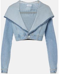 Alaïa - Cropped Denim Jacket - Lyst