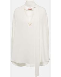 Valentino - Blusa de seda con lazada y capa - Lyst