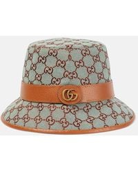 Gucci - Sombrero de pescador de lona GG con piel - Lyst