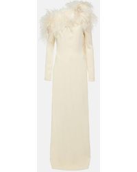 ‎Taller Marmo - Garbo Feather-trimmed Crepe Gown - Lyst