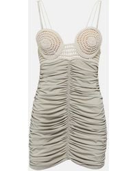 Magda Butrym - Ruched Crochet And Jersey Minidress - Lyst