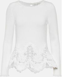 Oscar de la Renta - Pullover Aus Baumwolle Mit Spitze - Lyst