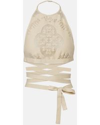 Valentino - Open-Back Cotton-Blend Crop Top - Lyst