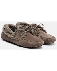 Brunello Cucinelli - Mokassins Monili Aus Veloursleder Mit Shearling - Lyst