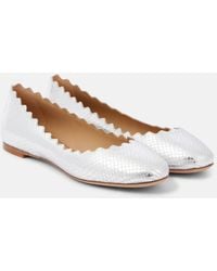 Chloé - Lauren Croc-Effect Leather Ballet Flats - Lyst