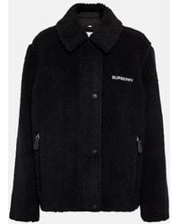 Burberry - Embroidered Wool-blend Fleece Jacket - Lyst