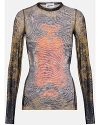 Jean Paul Gaultier - Bedrucktes Top Medaillon Aus Mesh - Lyst