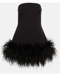 Safiyaa - Strapless Feather-trimmed Minidress - Lyst