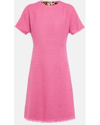 Dolce & Gabbana - Midikleid Aus Raschel-Tweed Mit Dg-Logo - Lyst
