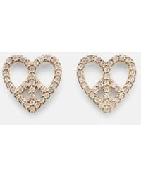 Sydney Evan - Peace Heart 14kt Gold Earrings With Diamonds - Lyst