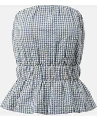 Posse - Aurelia Gingham Strapless Cotton Top - Lyst