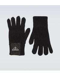 Prada - Ribbed-Knit Wool And Cashmere Gloves - Lyst