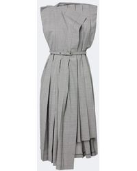 Junya Watanabe - Houndstooth Pleated Asymmetric Midi Dress - Lyst