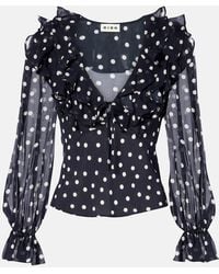 RIXO London - Lasca Polka-Dot Silk Top - Lyst