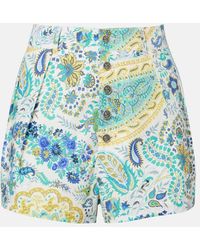 Etro - Paisley Cotton Shorts - Lyst