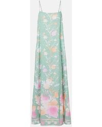 Juliet Dunn - Floral Cotton And Linen Maxi Dress - Lyst