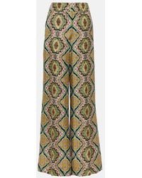 Etro - Printed Silk Wide-Leg Pants - Lyst