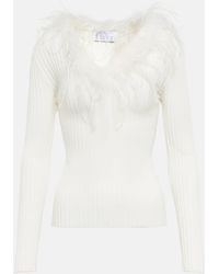 GIUSEPPE DI MORABITO - Feather-trimmed Knitted Top - Lyst