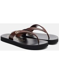 Gucci - Double G Leather Thong Sandals - Lyst