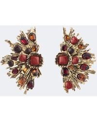 Saint Laurent - Sunrise Embellished Clip-On Earrings - Lyst