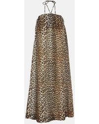 Ganni - Leopard-print Voile Maxi Dress - Lyst