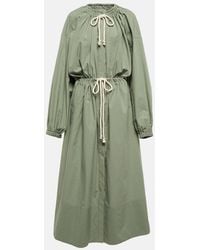 Jil Sander - Drawstring Cotton Poplin Midi Dress - Lyst