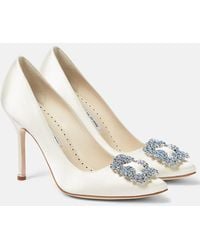 Manolo Blahnik - Bridal Hangisi 105 Embellished Satin Pumps - Lyst