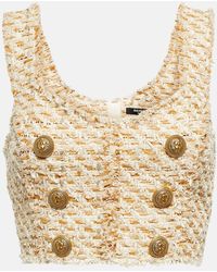 Balmain - Top corto de tweed - Lyst
