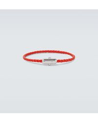 Bottega Veneta - Braided Leather And Sterling Bracelet - Lyst