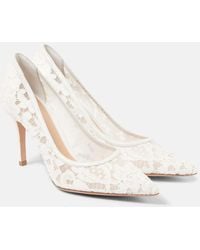 Gianvito Rossi - Lyon 85 Leather-Trimmed Lace Pumps - Lyst