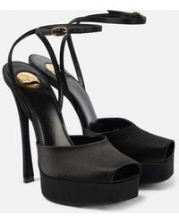 Saint Laurent - La Scandale 135 Satin Crepe Platform Sandals - Lyst