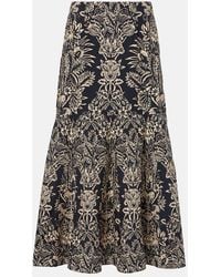 Ulla Johnson - Clarisse Printed Cotton Poplin Midi Skirt - Lyst