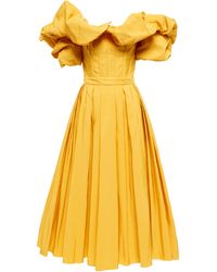 Alexander McQueen Ruffled Faille Gown - Yellow