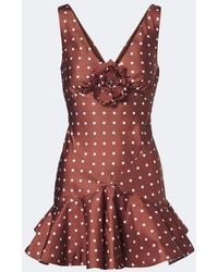 Rodarte - Floral-Applique Polka-Dot Silk Twill Minidress - Lyst