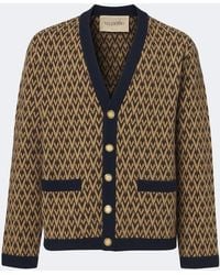 Valentino - Toute La V Jacquard Virgin Wool Cardigan - Lyst