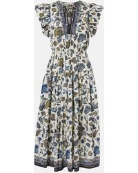 Ulla Johnson - Kairi Gathered Cotton-Blend Midi Dress - Lyst