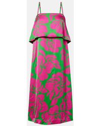 Dries Van Noten - Floral Satin Midi Dress - Lyst