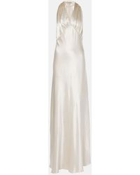 Saint Laurent - Maxikleid Aus Satin - Lyst