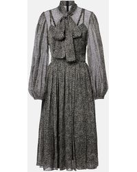 Dolce & Gabbana - Chevron Tie-Neck Silk-Blend Midi Dress - Lyst