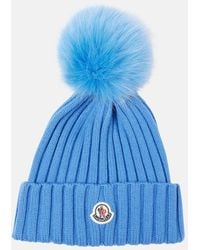 Moncler - Muetze Aus Wolle Mit Faux Fur - Lyst
