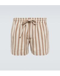 Commas - Mocha-stripe Cotton-blend Shorts - Lyst