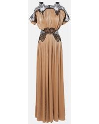 Costarellos - Lace-Trimmed Lurex Georgette Gown - Lyst