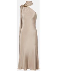 Max Mara - Elegante One-Shoulder Silk Crepe Midi Dress - Lyst