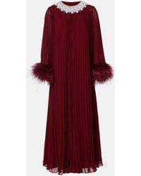 Self-Portrait - Ostrich Feather-Trim Maxi Dress - Lyst