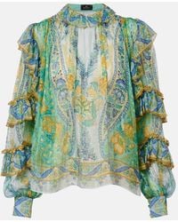 Etro - Floral Ruffled Silk Blouse - Lyst