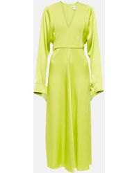Victoria Beckham Wrap Midi Dress - Yellow